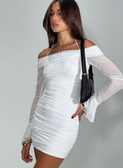 Taylon Off The Shoulder Mini Dress White