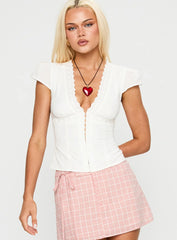 Speechless Lace Trim Top White