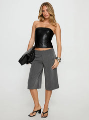 Oaklee Strapless Faux Leather Top Black