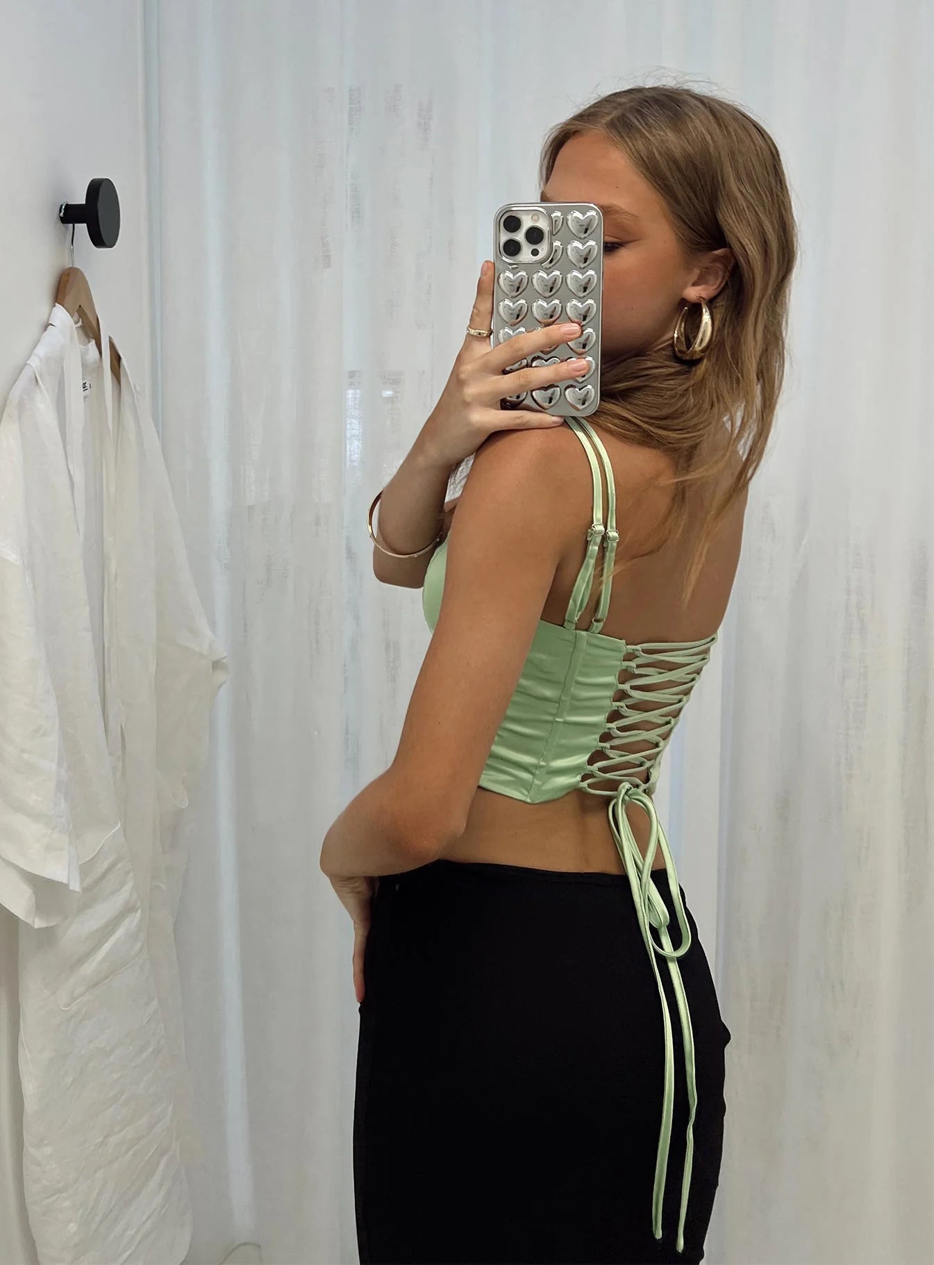 Zora Satin Top Green