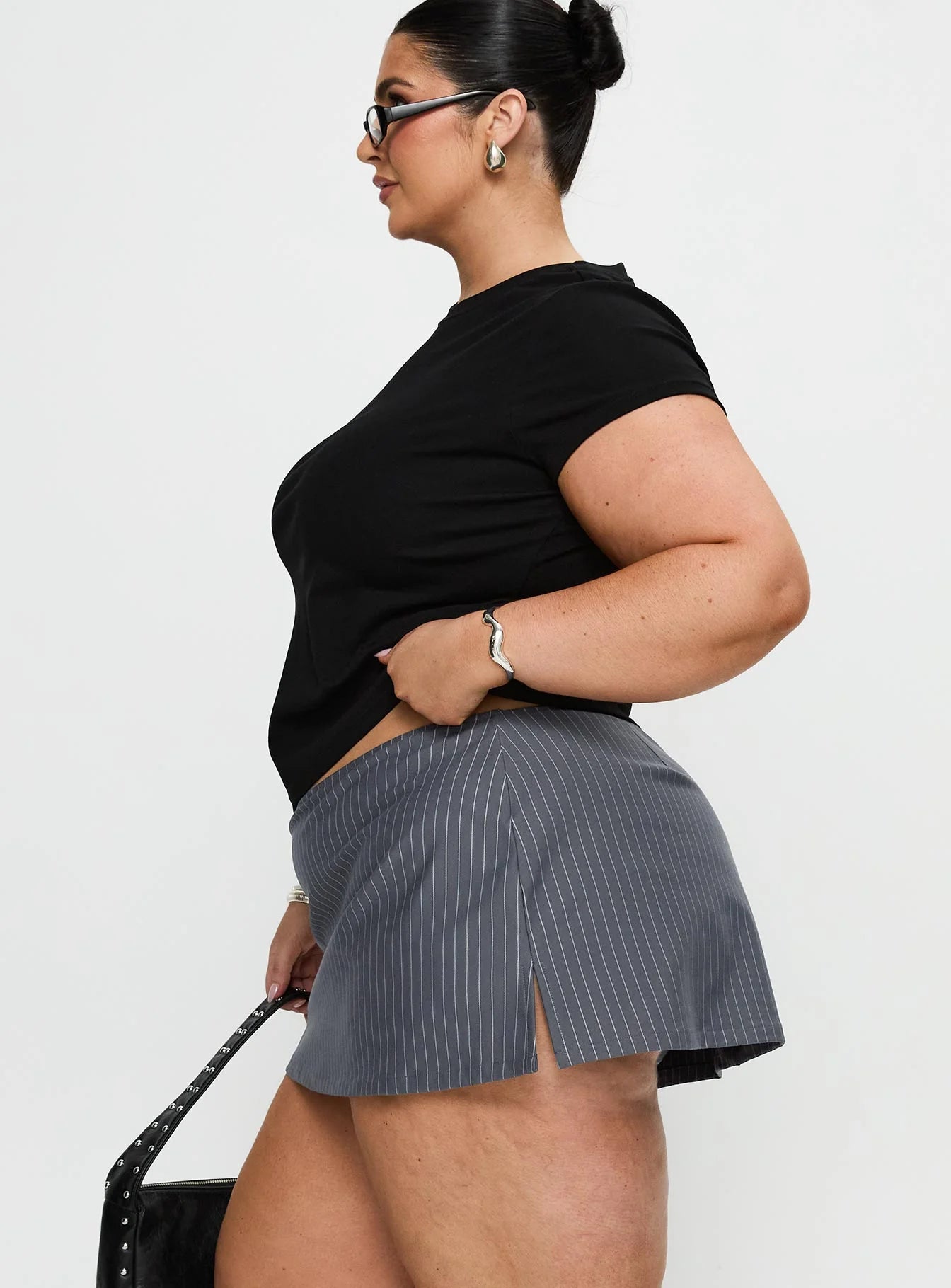 Can't Sleep Skort Charcoal Stripe Curve