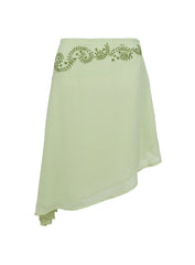 Pappilion Asymmetrical Midi Skirt Sage