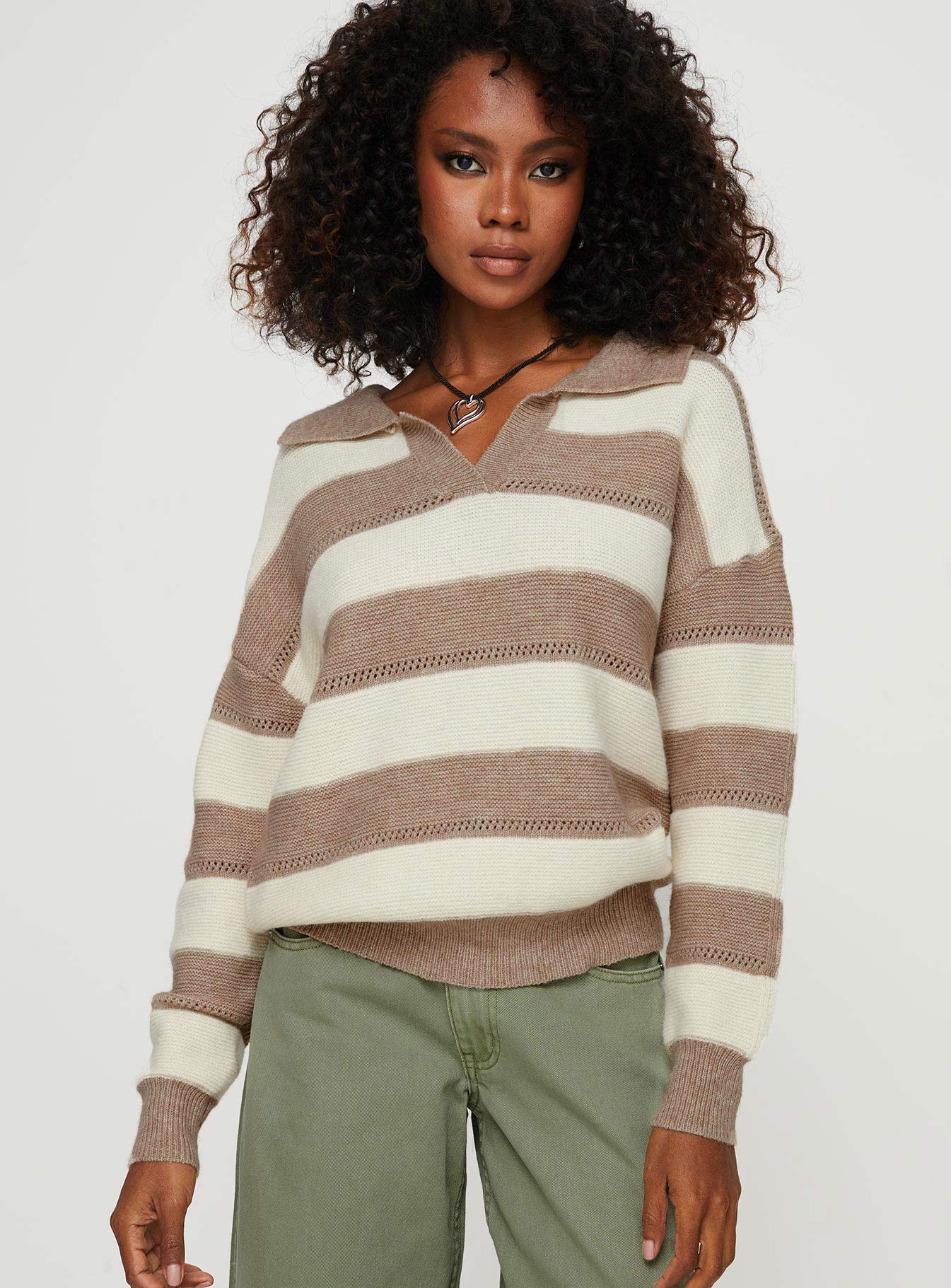 Atkinson Stripe Sweater Cream / Brown