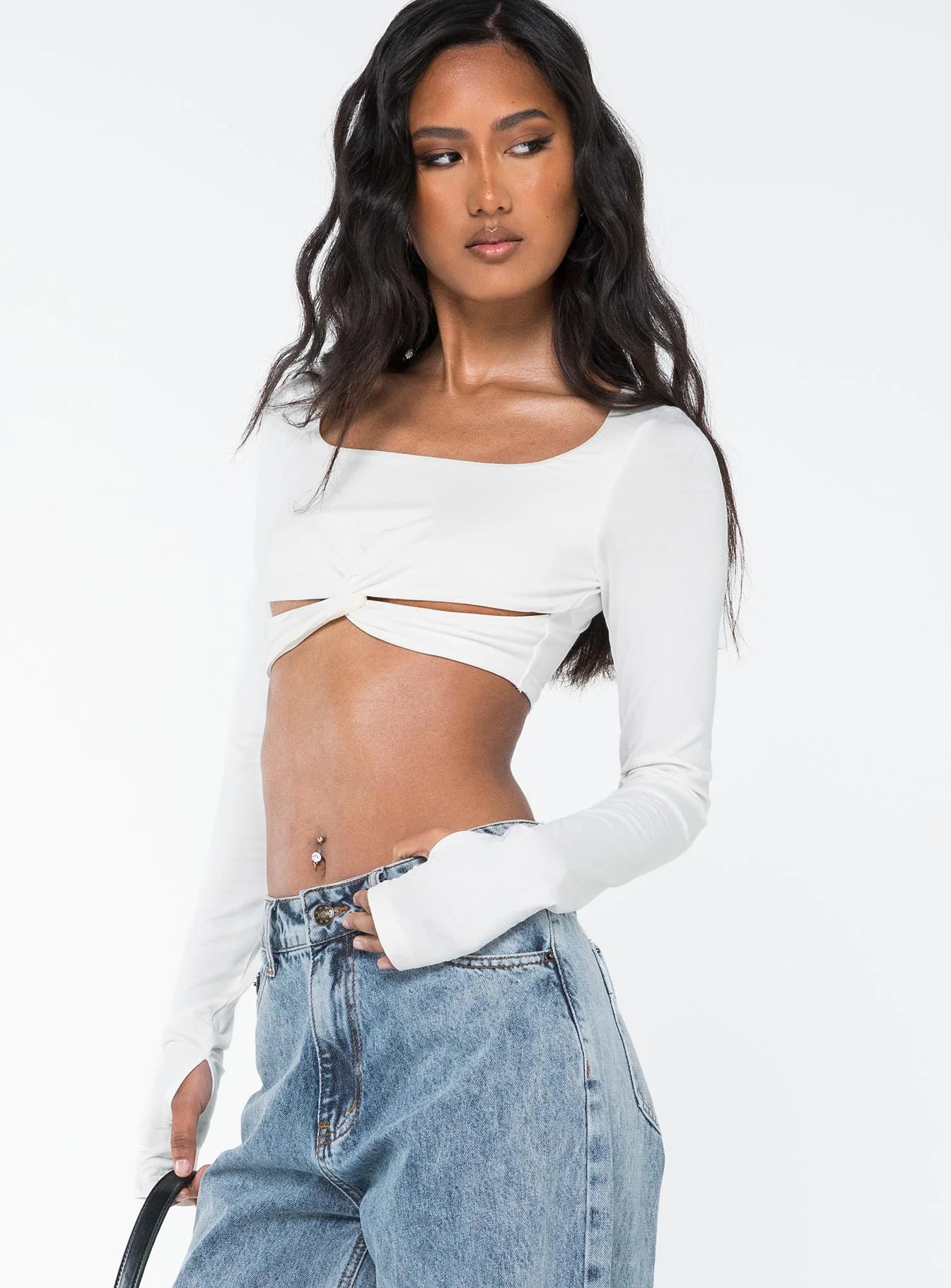 Brigham Long Sleeve Top White
