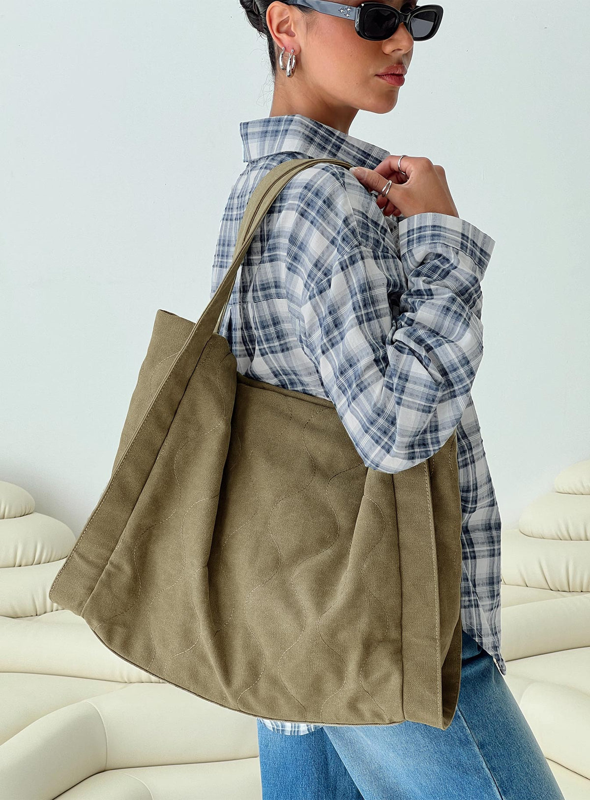 Wandra Quilted Tote Bag Green