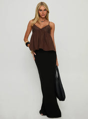 Janeesa Frill Lace Detail Cami Top Brown