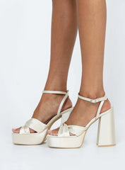 Everlasting Satin Platform Heels Champagne