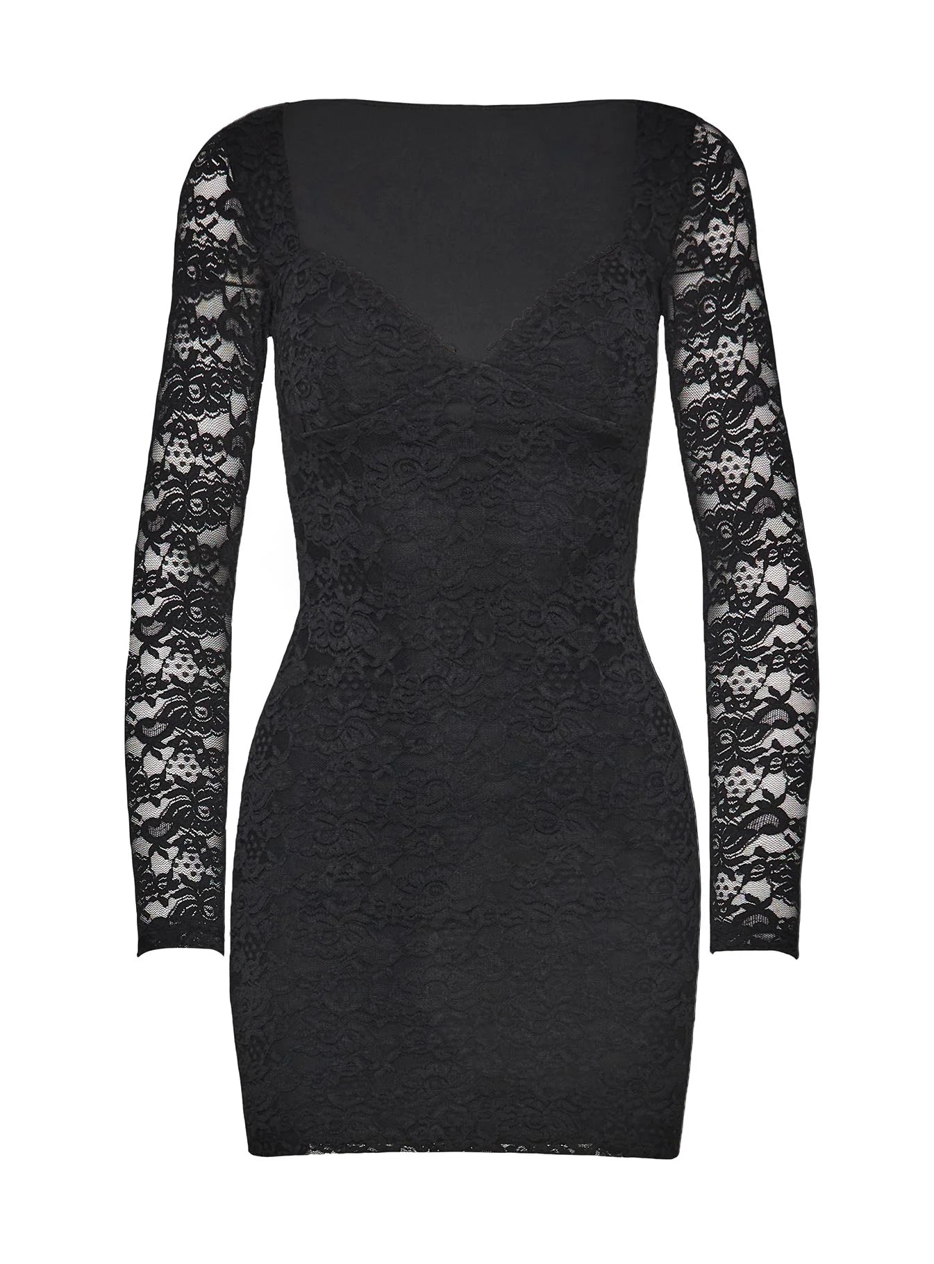Lather Long Sleeve Mini Dress Black