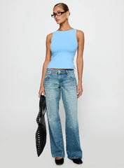 Lose Your Number High Neck Top Blue