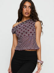 Tarya Top Stripe Polka Plum