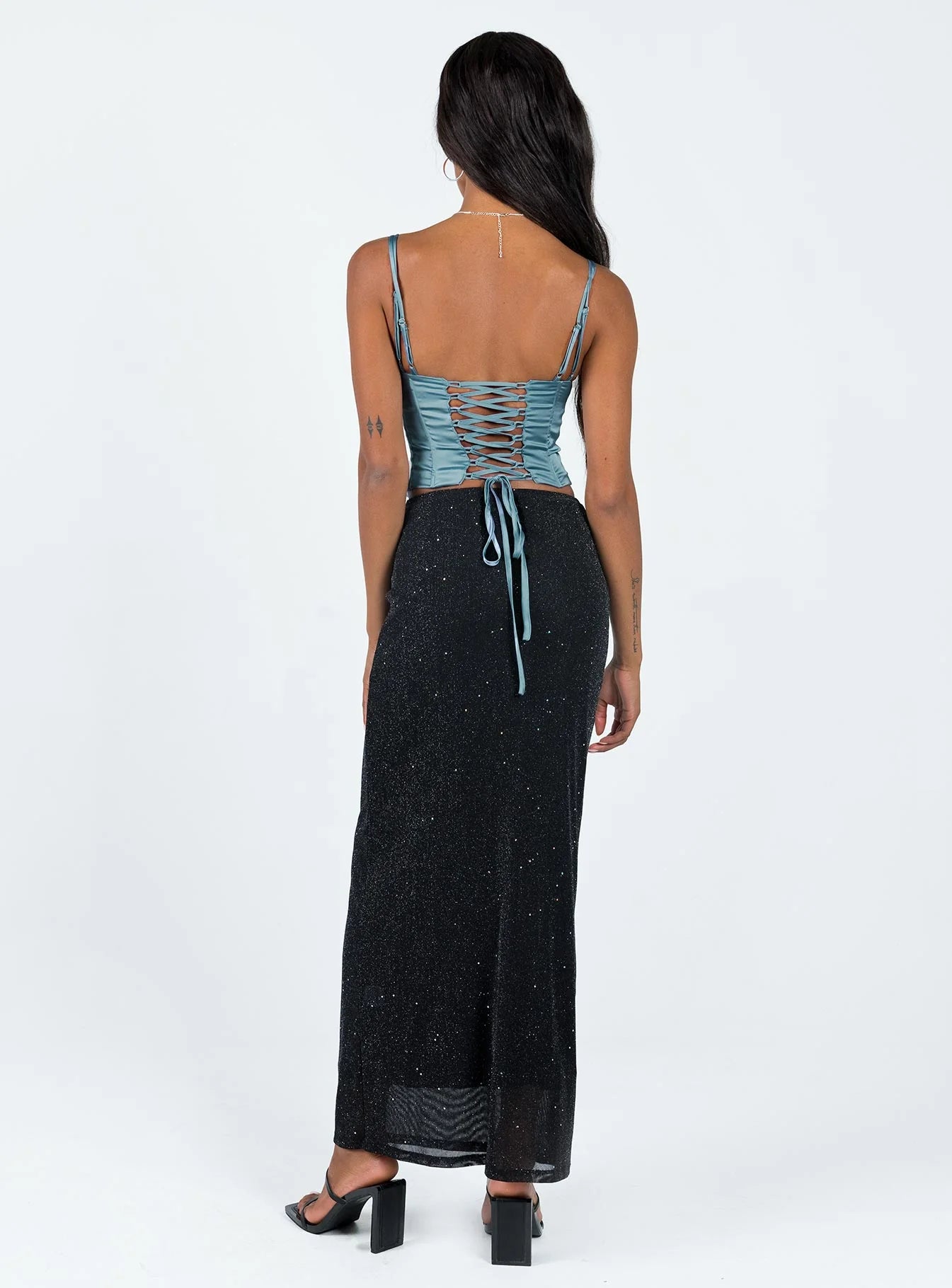 Harriette Maxi Skirt Black Lurex