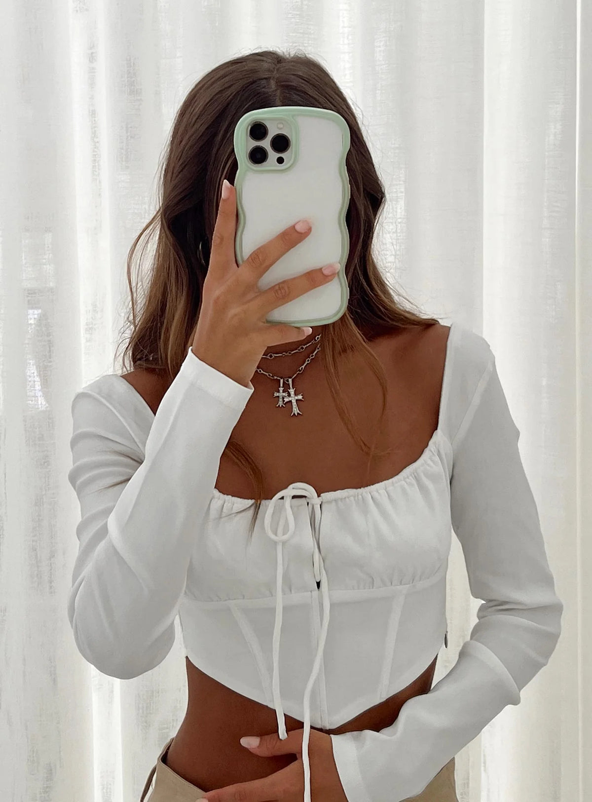Boyce Long Sleeve Top White