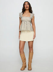 Another Day Knit Pleat Mini Skirt Butter Yellow