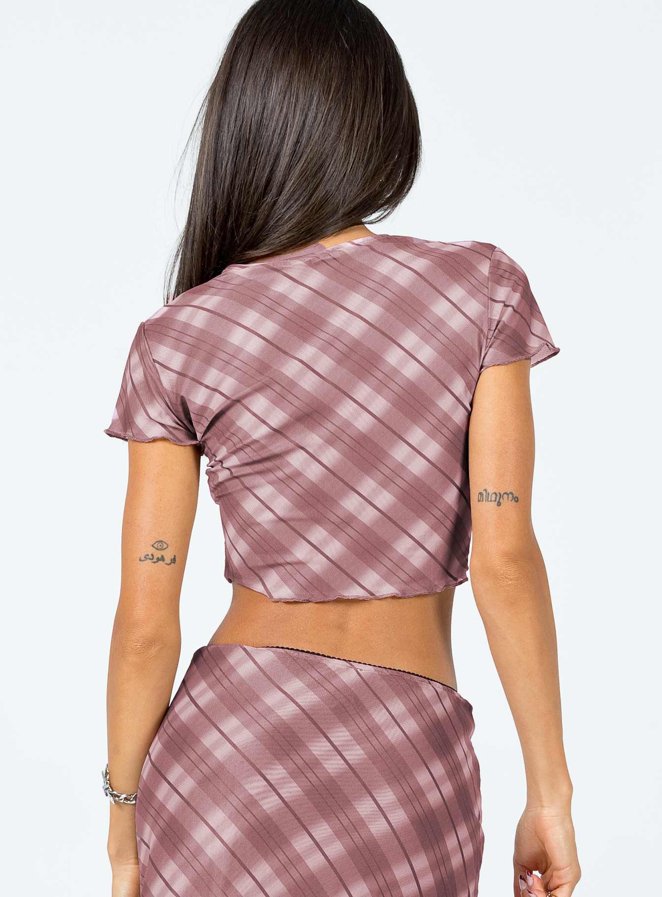Motel Tiney Top Pink Blurred Check