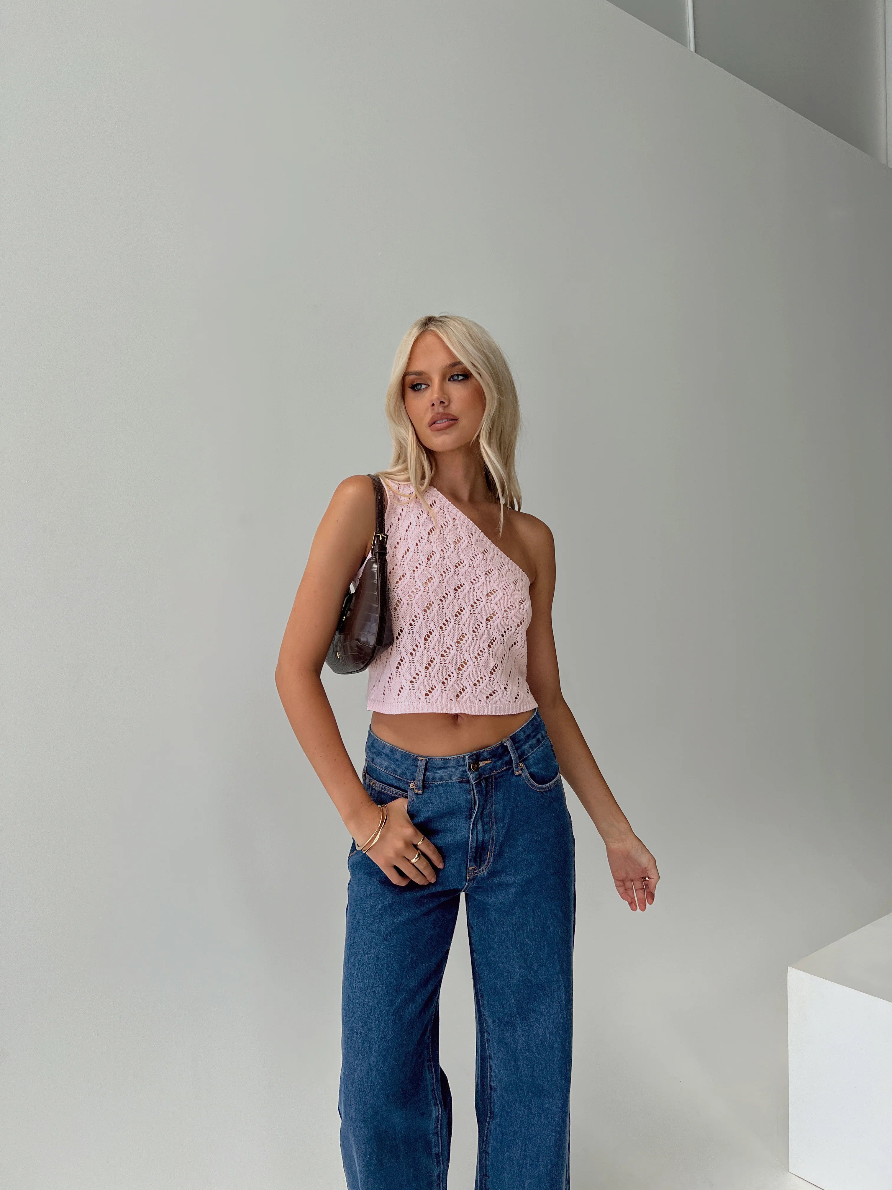 Anthinie One Shoulder Top Pink
