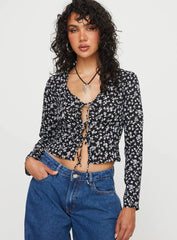 Mekki Long Sleeve Top Black Floral