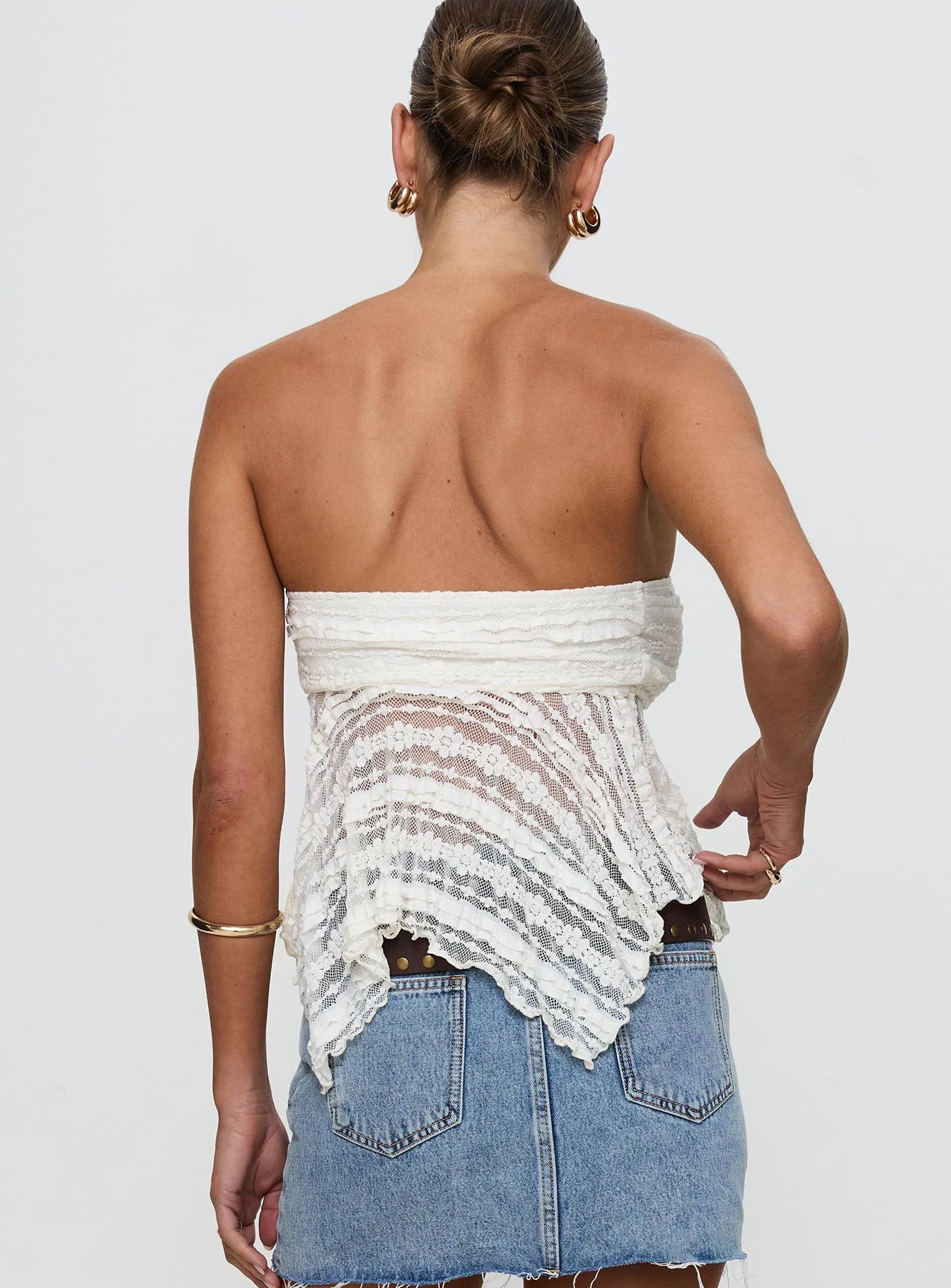 You Were Right Strapless Textured Top Cream