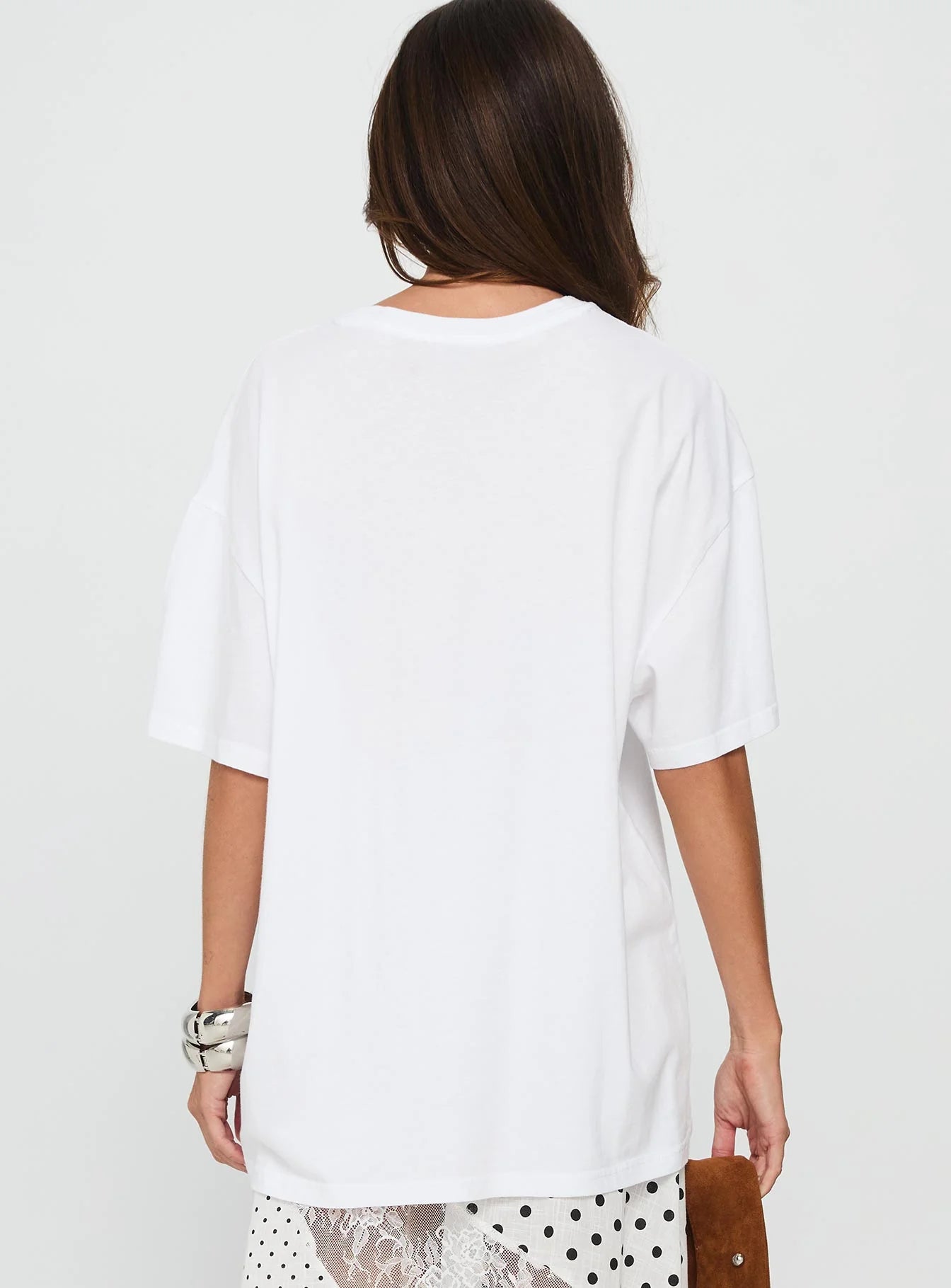 Sweet Peach Oversized Graphic Tee White