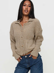 Darcel Button Up Knit Cardigan Mocha