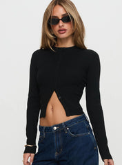 Suzu Long Sleeve Knit Top Black