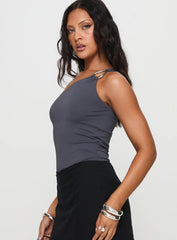 Talija One Shoulder Bodysuit Slate