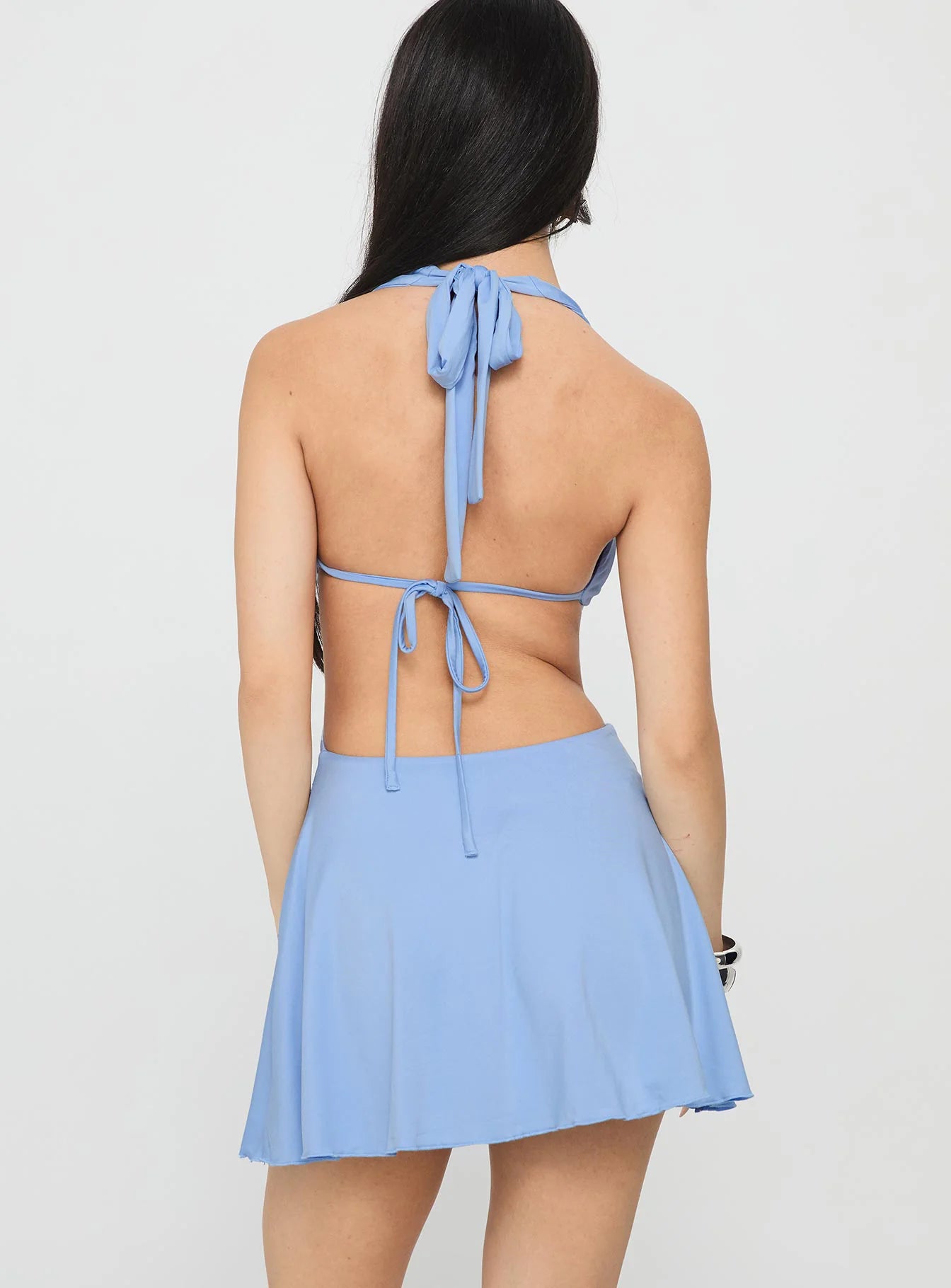 Maeva Halter Mini Dress Pastel Blue