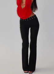 Yevina Eyelet Flare Pant Black