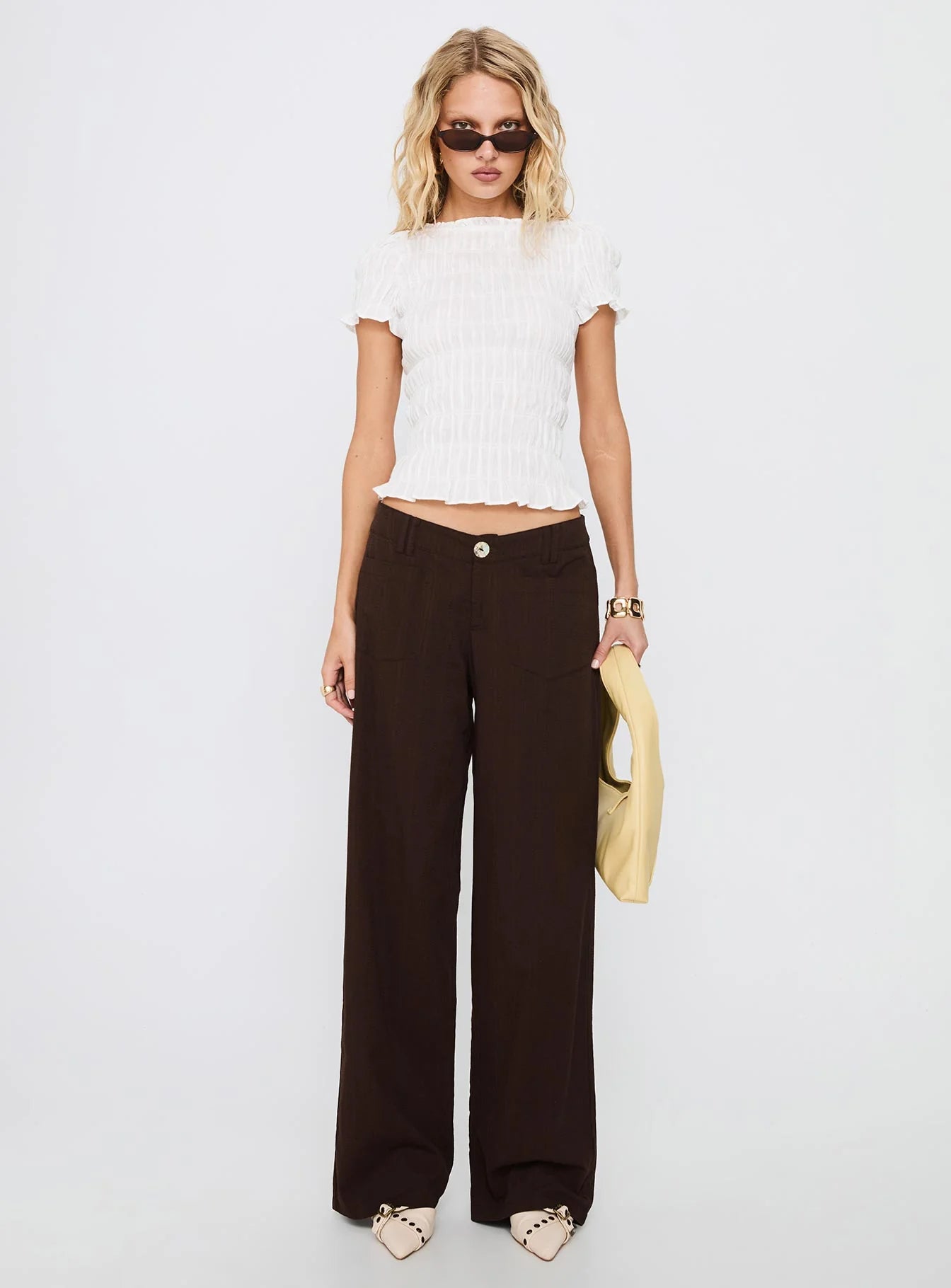 Romelle Shirred Top White