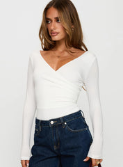 Right Here Cross Detail Bodysuit White
