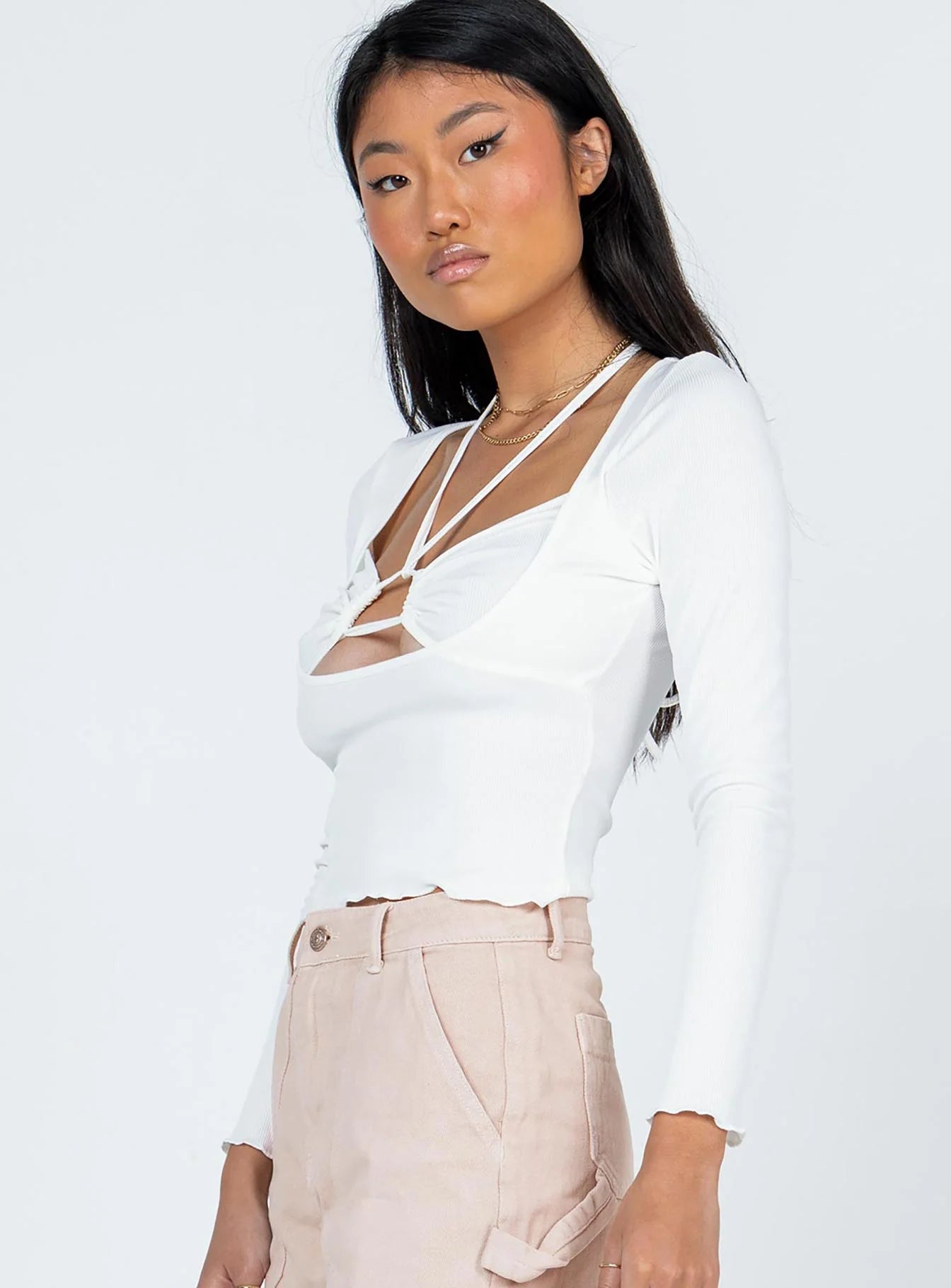 Ramiro Long Sleeve Top White