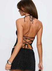 Jenesa Tie Back Top Black