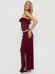 Hollian Draped Maxi Skirt Wine