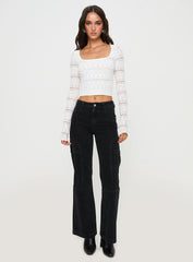 Valor Long Sleeve Knit Top White
