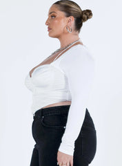 Galyn Long Sleeve Top White Curve