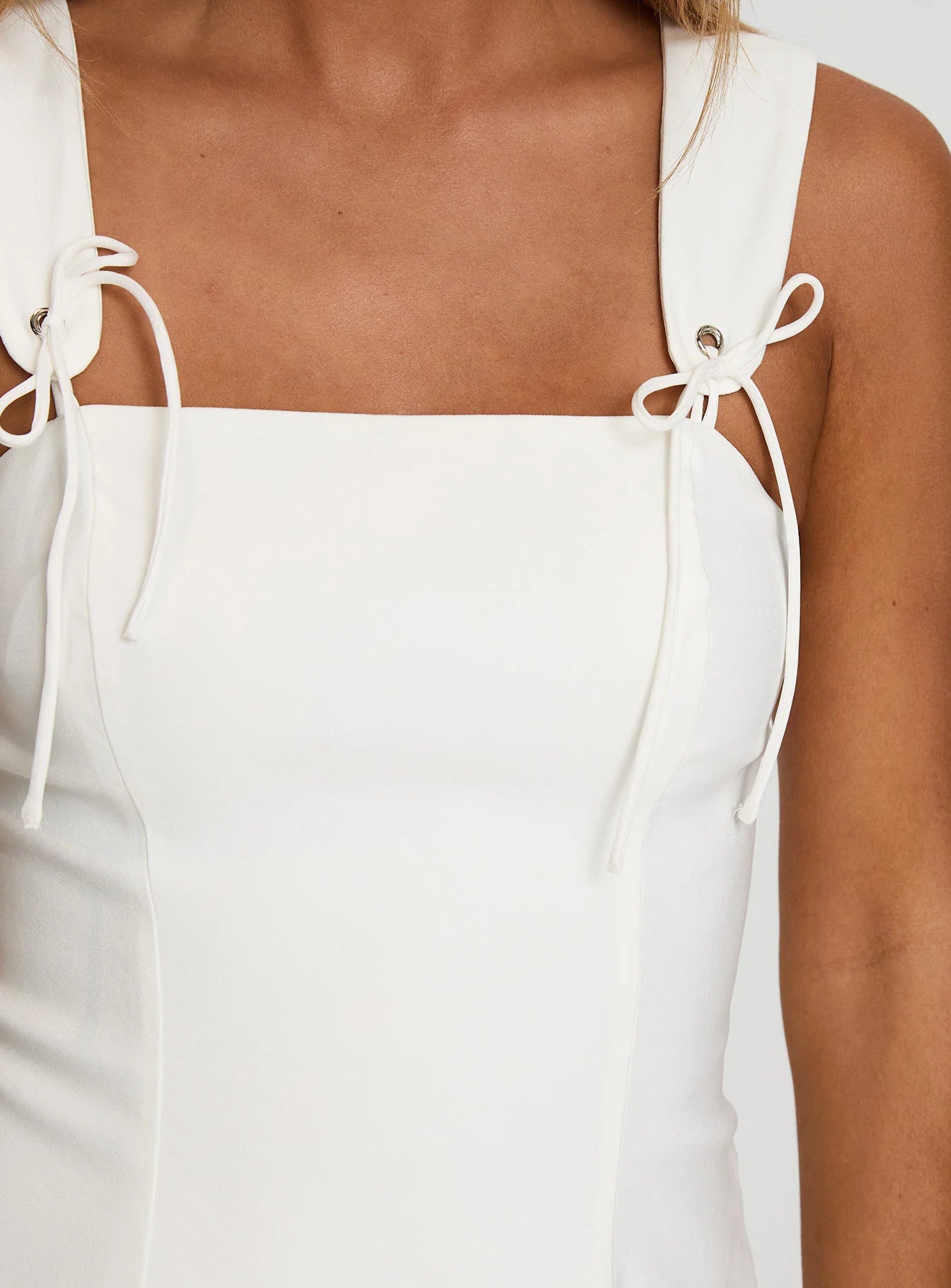 Honey Suckle Tie Up Mini Dress White