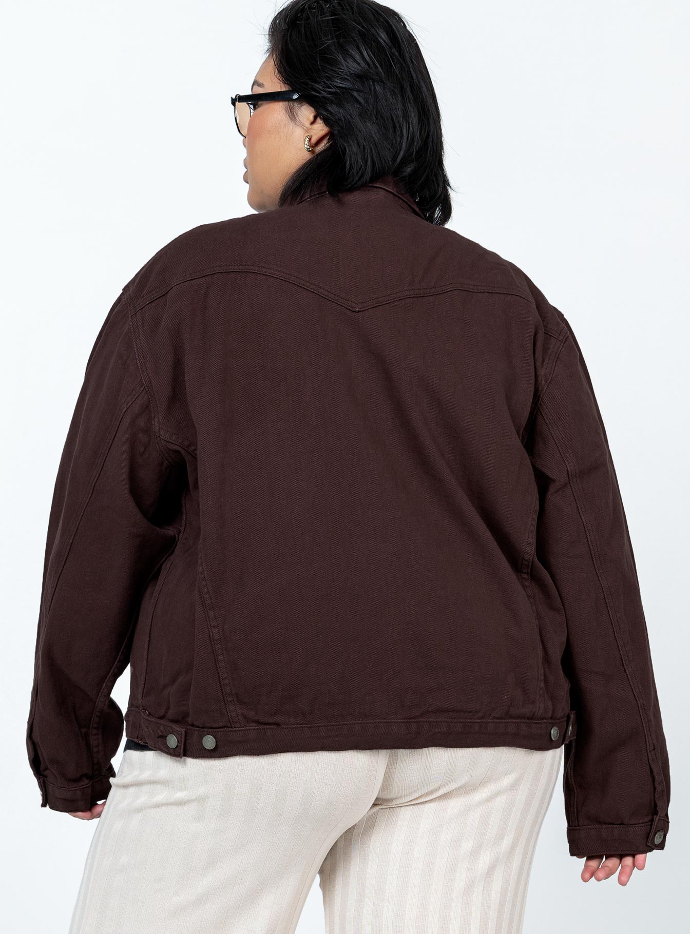 Western Denim Jacket Dark Brown Curve