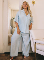 Early Riser Sleep Shirt Blue Stripe Curve