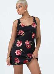 Shelli Vintage Floral Mini Dress Black / Multi