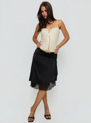Rosemead Satin Midi Skirt Black