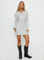 Naloma Knit Long Sleeve Mini Dress Grey Marle