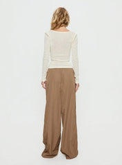 Romonda Drawstring Straight Leg Pants Khaki