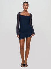 Bilbao Long Sleeve Mini Dress Navy