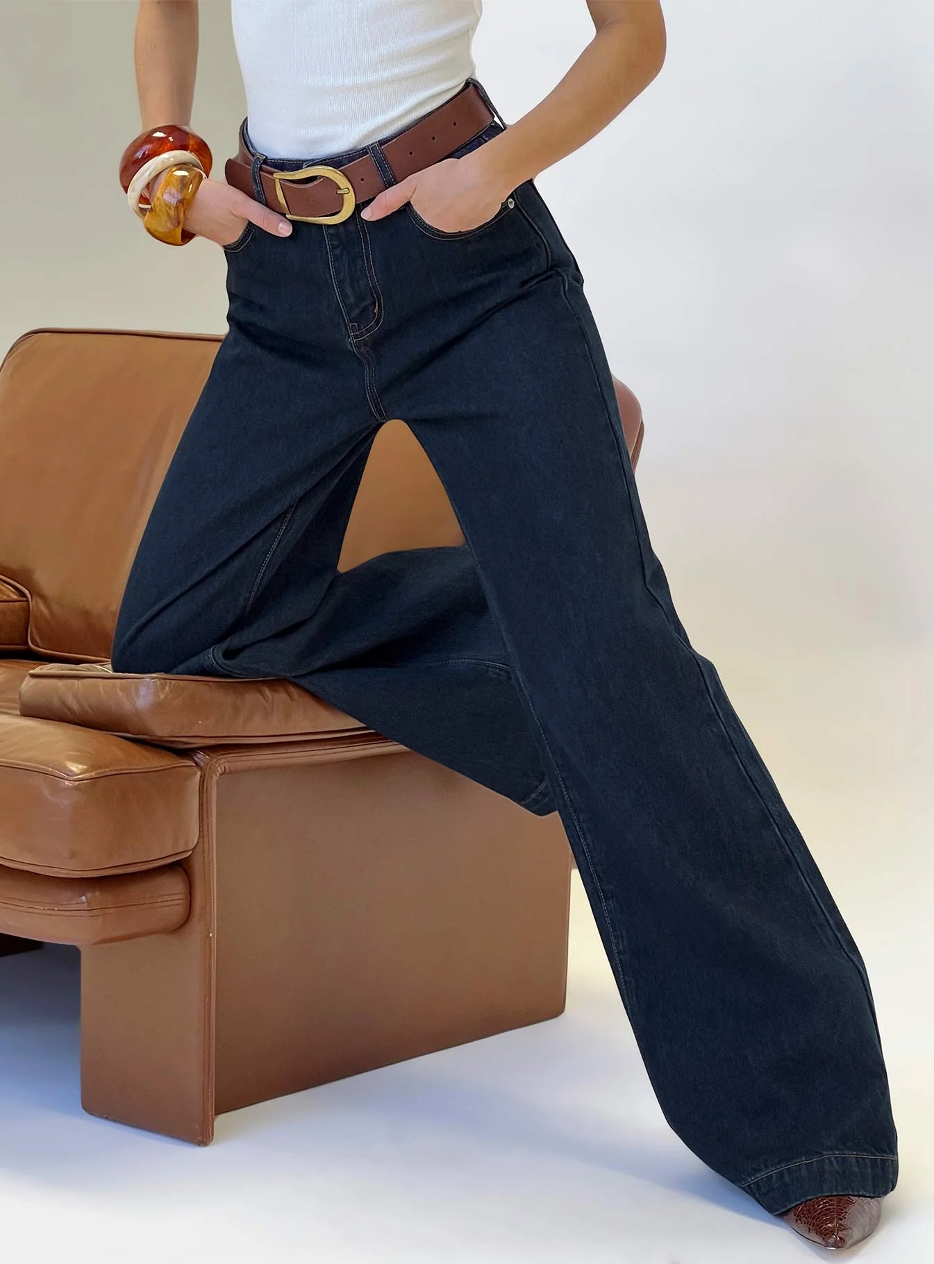 Goldie High Rise Wide Leg Jeans Indigo