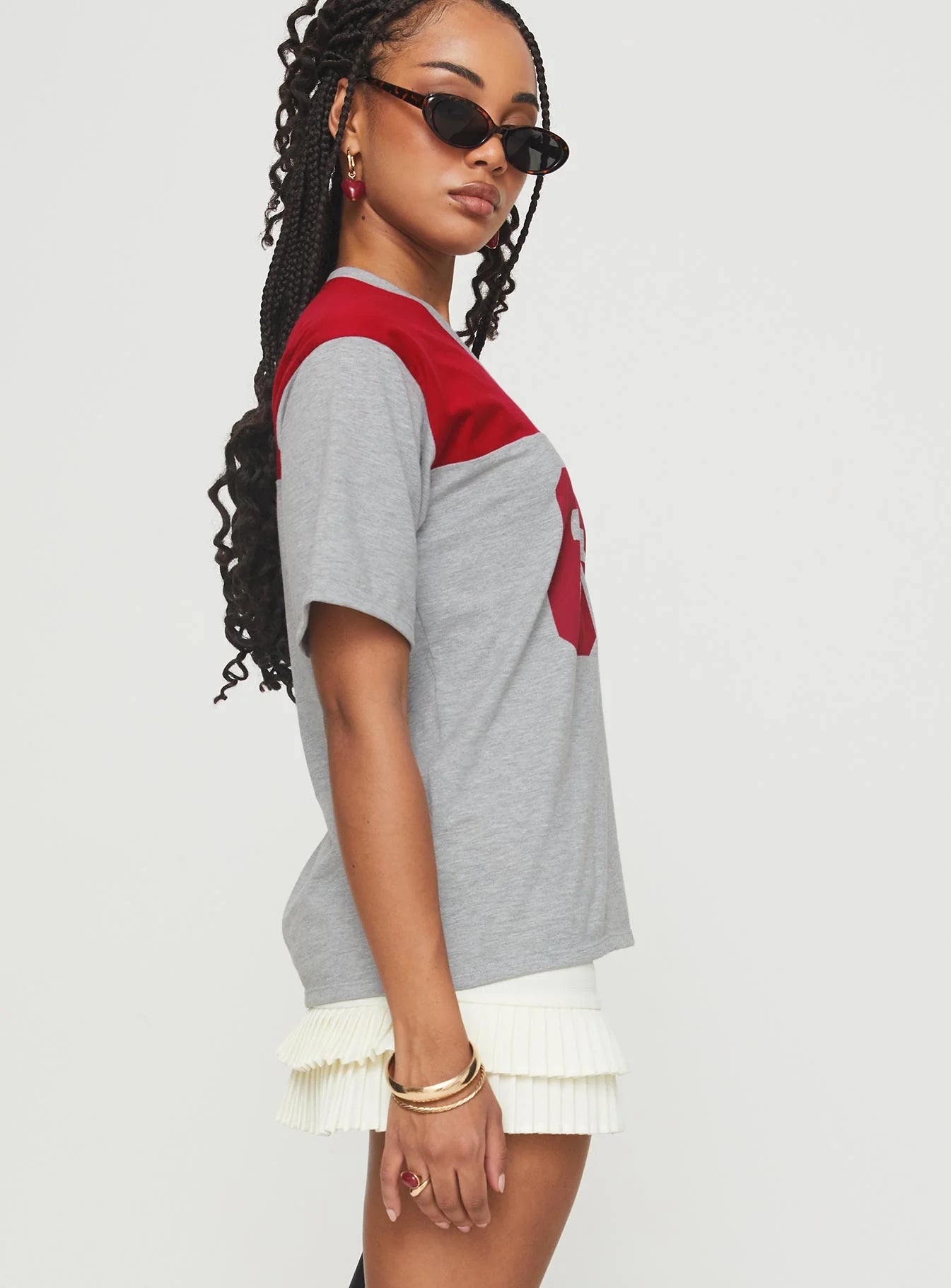 Balap Top Grey Marle / Red