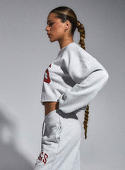 JGR & STN Double Play Cropped Sweatshirt Snow Grey Marle