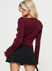 Ignatius Long Sleeve Top Burgundy