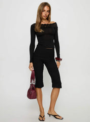 Breiann Lace Off Shoulder Long Sleeve Top Black