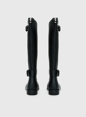 Elvera Buckle Detail Rubber Gumboots Black