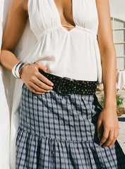 Wanna Find Out Faux Leather Belt Black / Silver