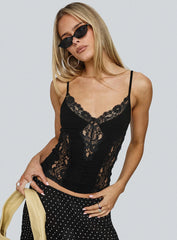 Rhiara Lace Trim Top Black